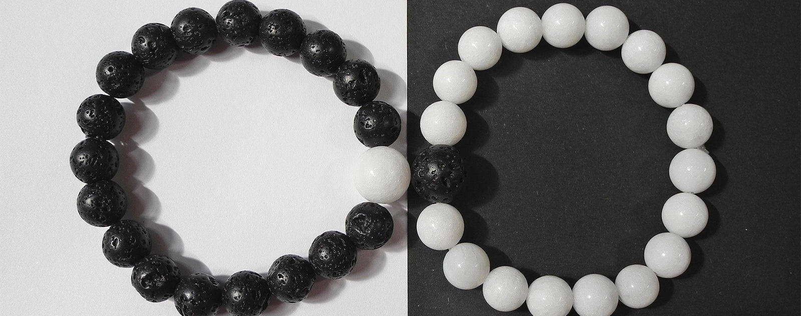 Natural Black & White Beads Bracelet 2pc Combo Set – MCJ Jewels